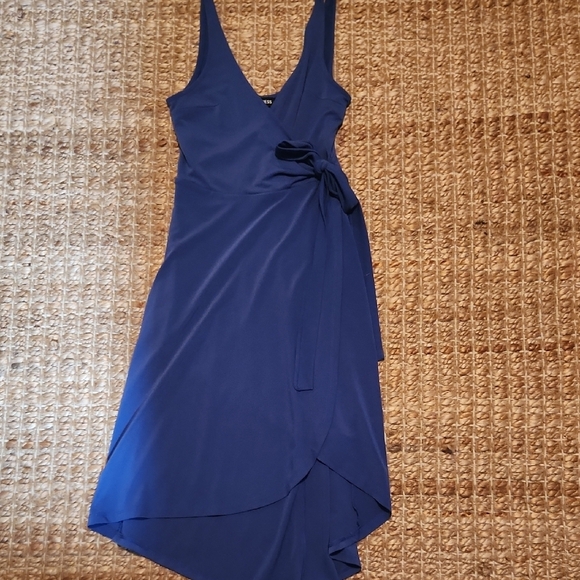 Express Blue Asymmetrical Wrap Dress - Picture 1 of 4